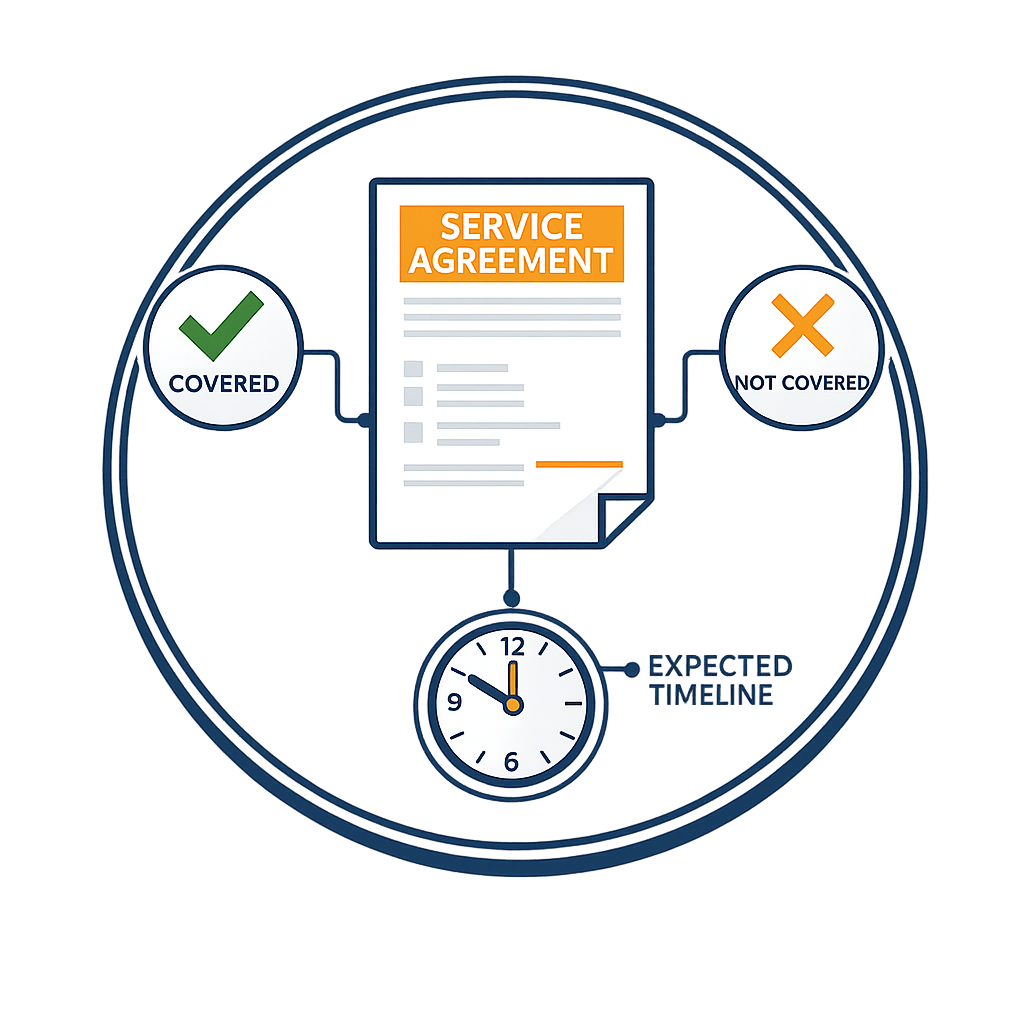Transparent pest control service agreement and timeline for Pest Near customers.