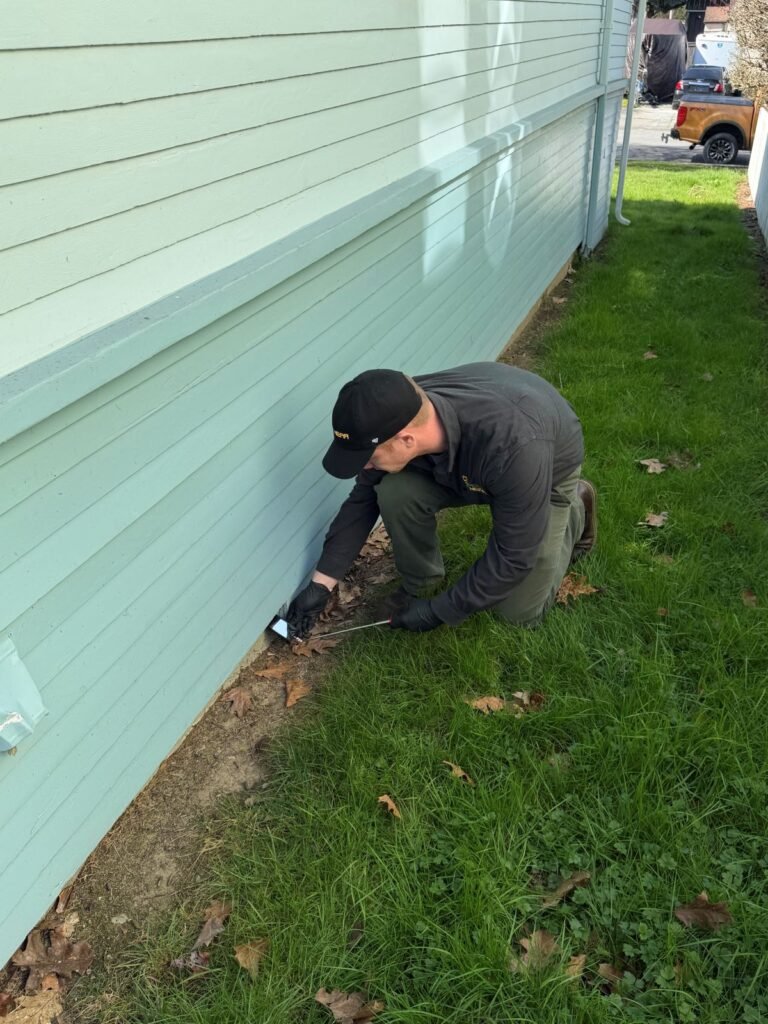 Pest Near technician inspecting a home for rodent activity